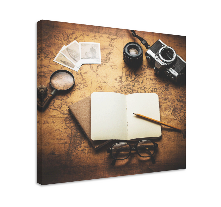 Vintage fényképezőgép alapok vászon gyümölcsök - TenStickers