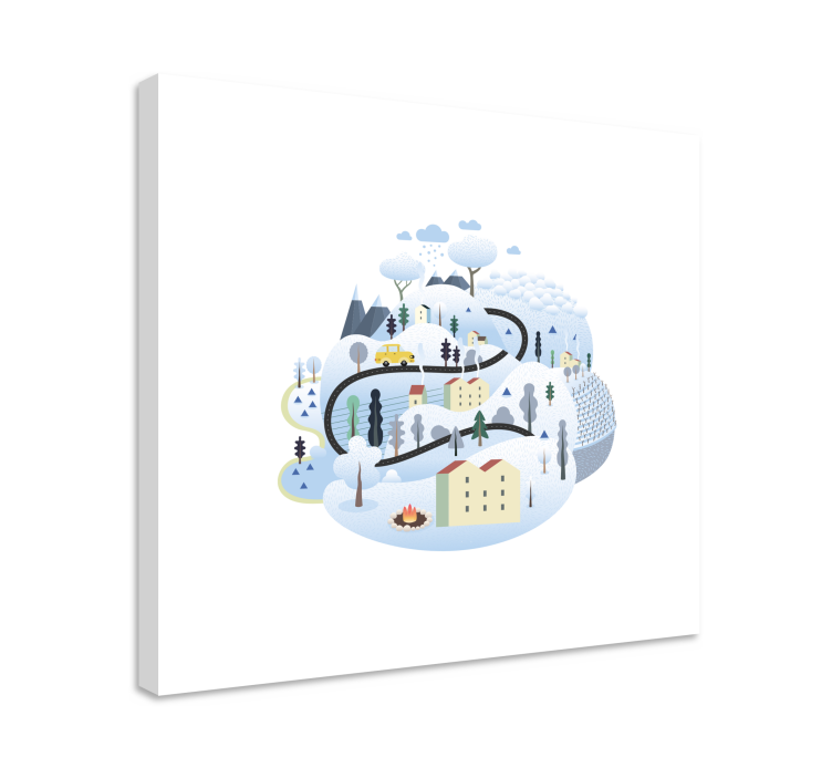 Téli festői útvonal vászon városok és országok - TenStickers