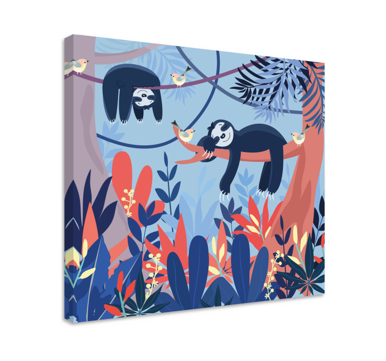 Alvó állatok az erdei óvoda vásznán - TenStickers