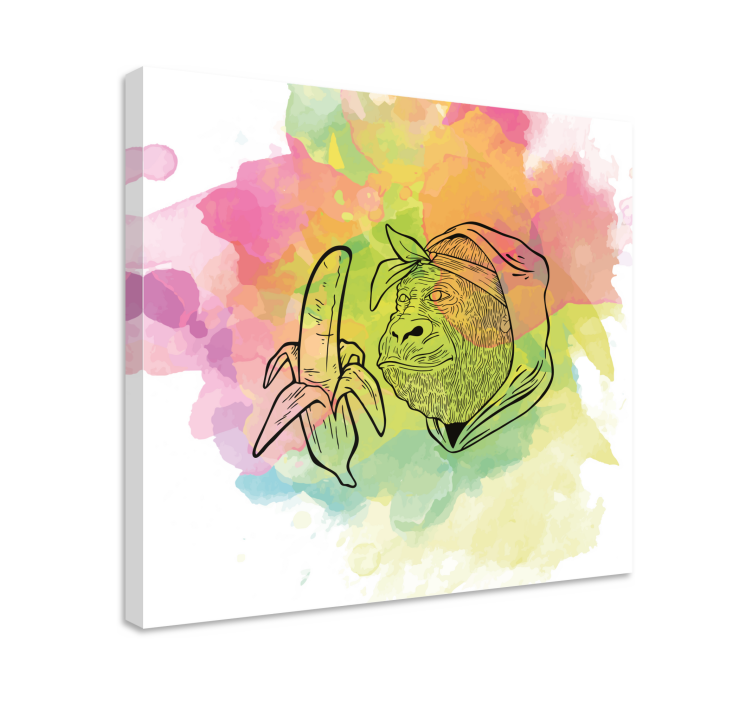 Gorilla banánt tart - vászon abc és betűk - TenStickers