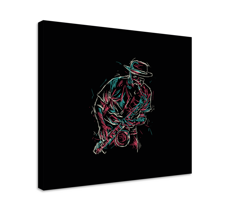 Absztrakt jazz szaxofon lejátszó zene vászon - TenStickers