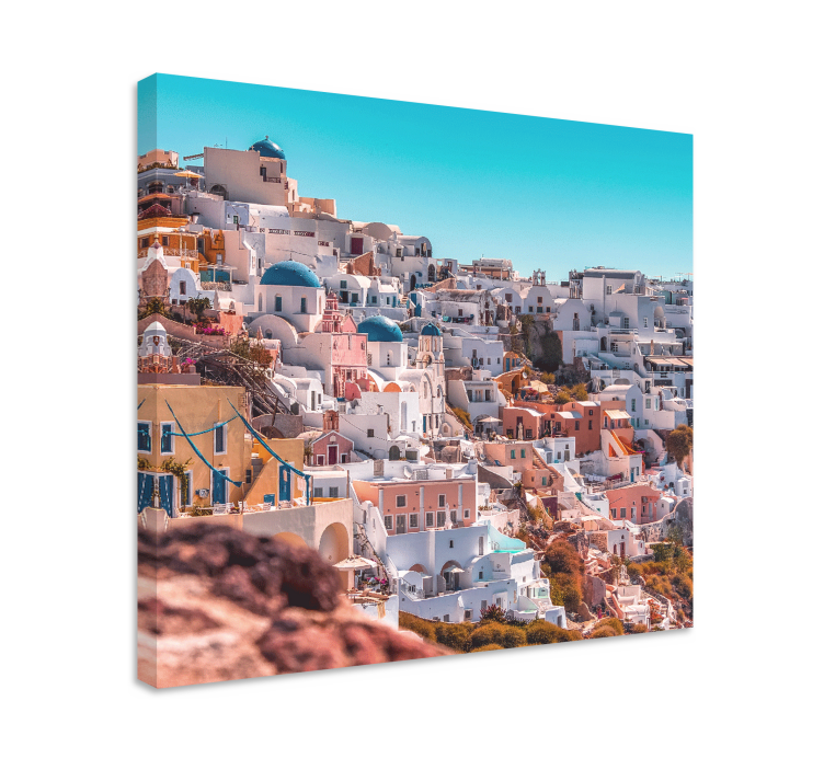 Santorini festői kilátás vászon városok és országok - TenStickers