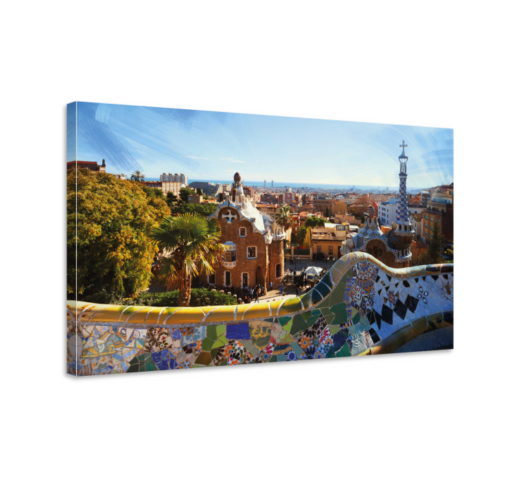 Barcelona kilátás a park guell 3d vászonról - TenStickers