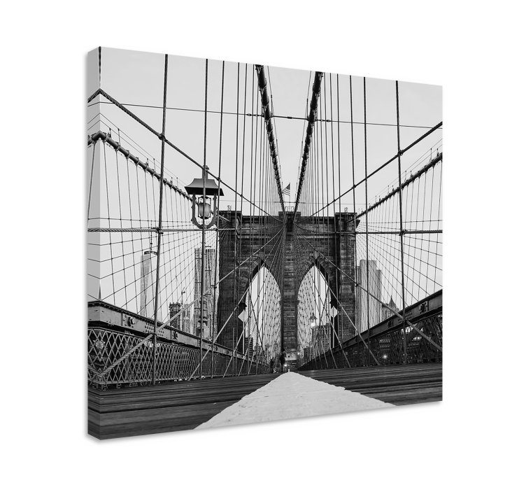 Fekete-fehér brooklyn bridge 3d vászonnyomat - TenStickers