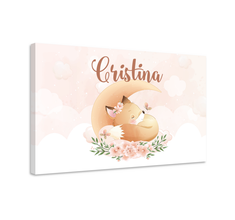 Aranyos róka lánynak személyre szabott vászonnal - TenStickers