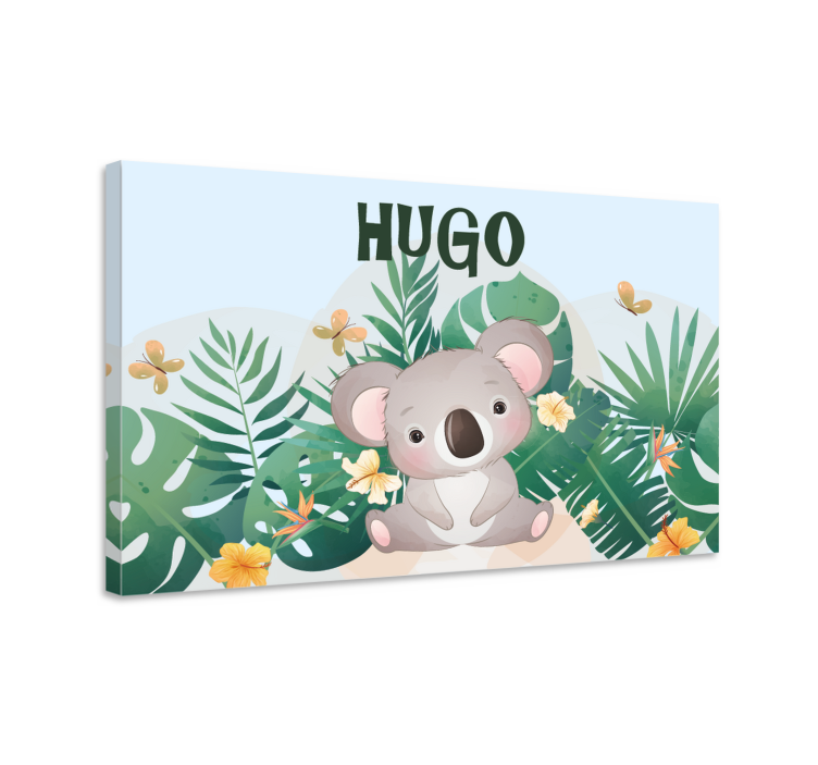 Aranyos koala fiúnak névvel vászonnal - TenStickers