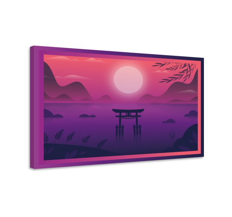 Naplemente torii kapuja vászon oriental - TenStickers