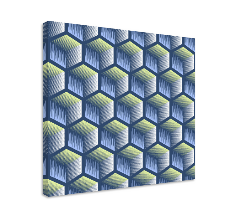 Hexagonális kocka mintázat vászon geometriai - TenStickers