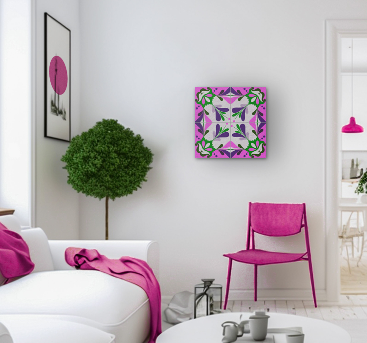 táblázatok szüret rózsaszín hidraulikus csempe - TenStickers