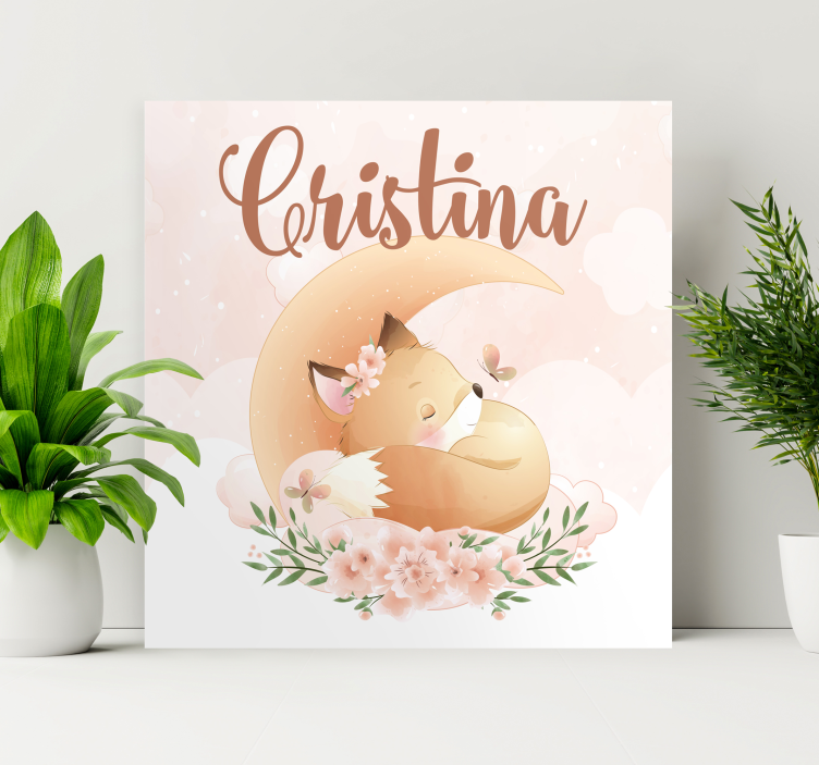 Aranyos róka lánynak személyre szabott vászonnal - TenStickers