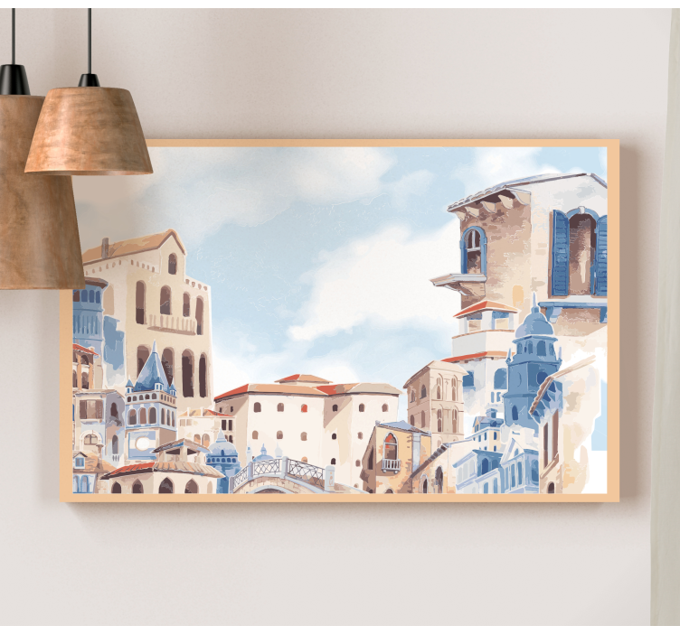 Akvarell város rajz óvoda vászon - TenStickers