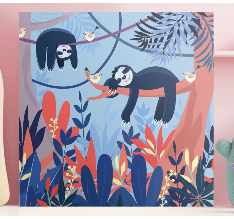 Alvó állatok az erdei óvoda vásznán - TenStickers