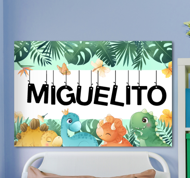 Aranyos dinoszaurusz jelenet vászon ló - TenStickers