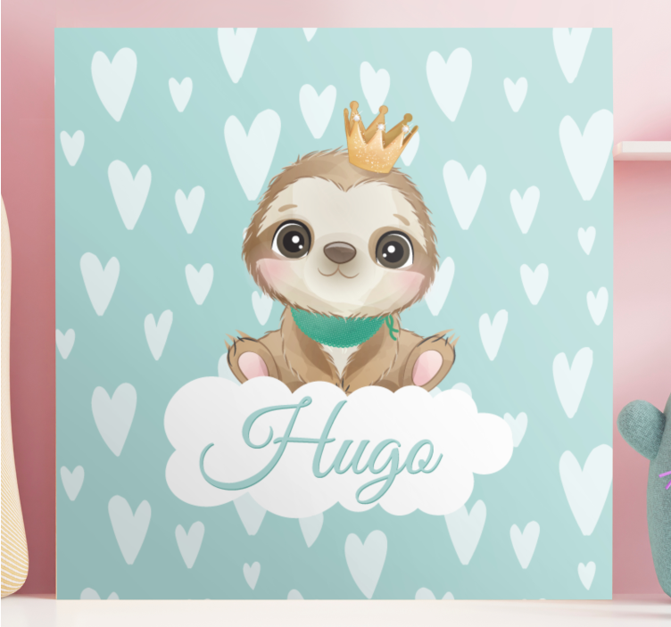 Aranyos lajhár fiú névre szabott vászonra - TenStickers