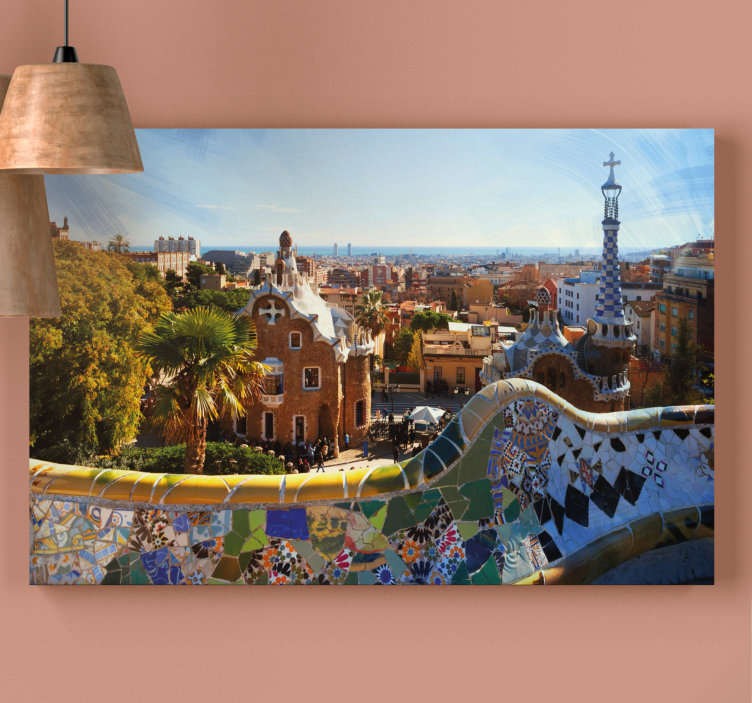 Barcelona kilátás a park guell 3d vászonról - TenStickers