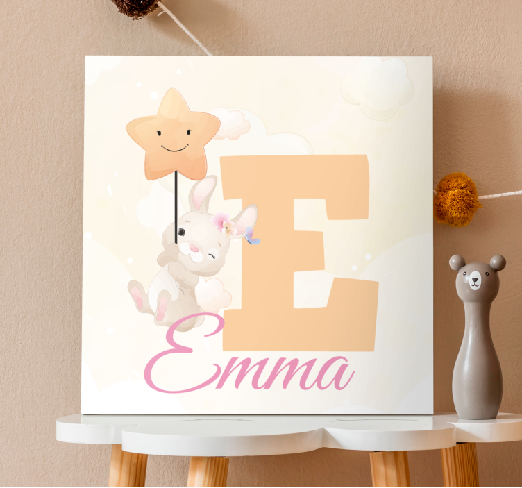 Boldog nyúl csillagot tart vászon 3d - TenStickers