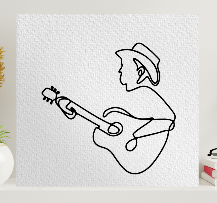 Fekete gitáros minimalista zenei vászon - TenStickers