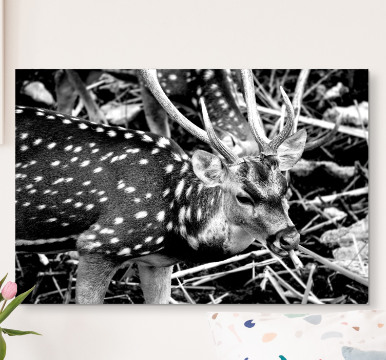 Fekete szarvas fehér pöttyök szarvas vászon - TenStickers