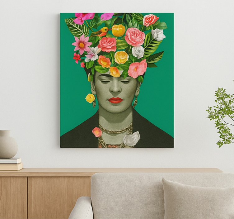 Frida kahlo színes virágok vászon Művészet - TenStickers