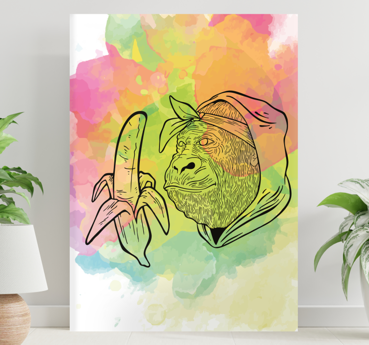 Gorilla banánt tart - vászon abc és betűk - TenStickers