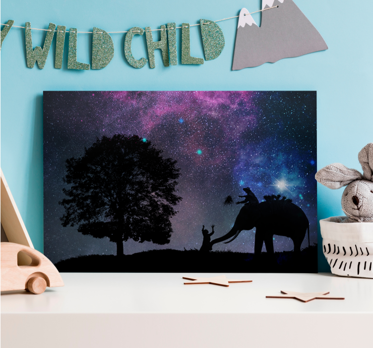 Gyermekelefánt interakció vászon elefánt - TenStickers