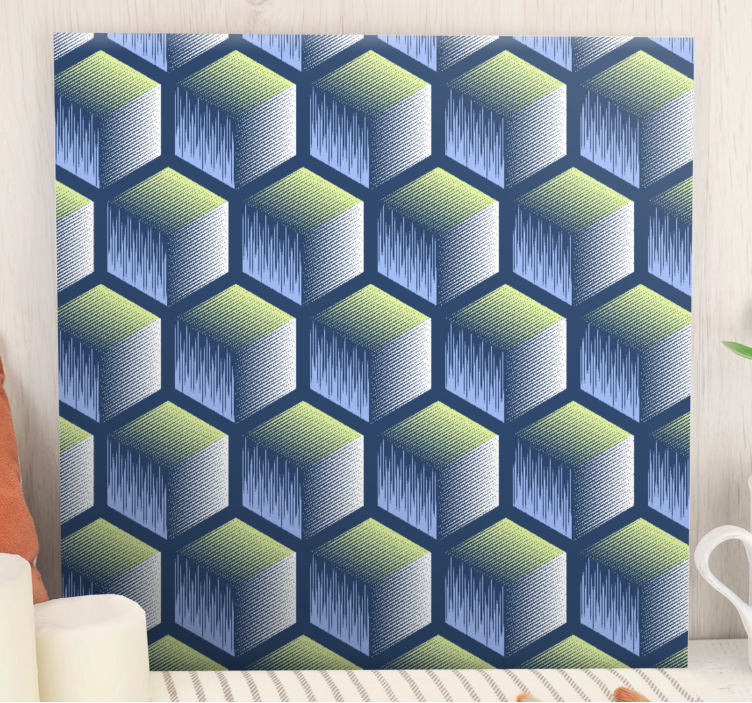 Hexagonális kocka mintázat vászon geometriai - TenStickers