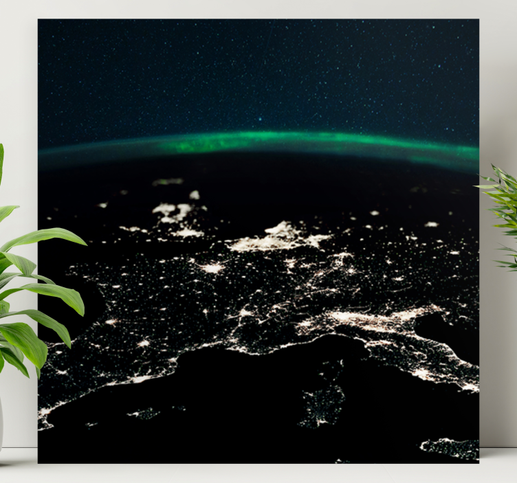 Légi Éjjeli kilátás vászon világtérkép - TenStickers