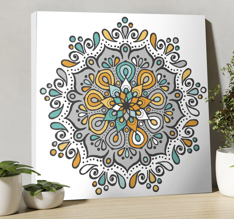 Mandala színes virágos vászon fal art - TenStickers