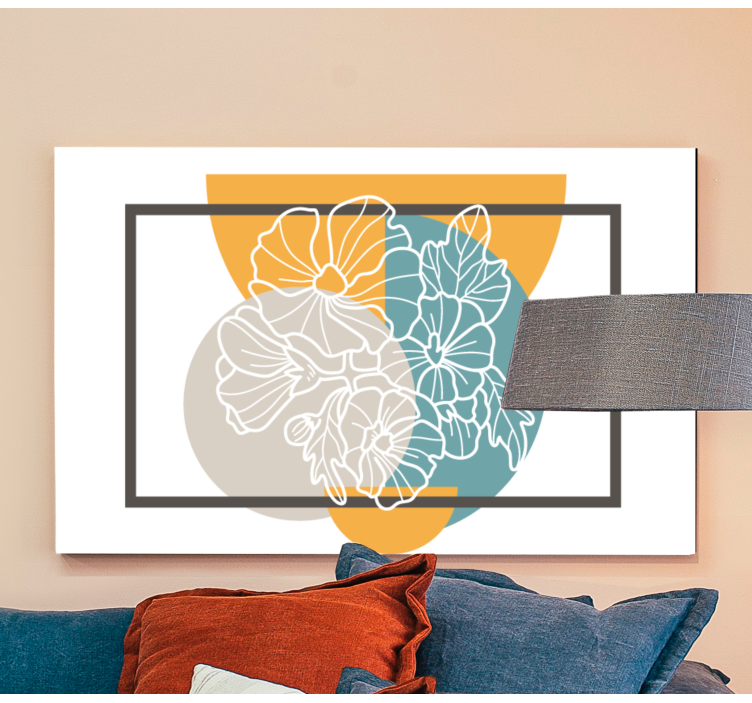 Minimalista téglalap és virágok virágvászon - TenStickers