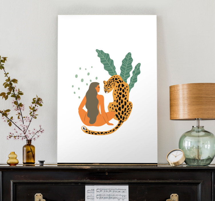 Nő és leopárd ölelés táblázatok emberek és karakterek - TenStickers