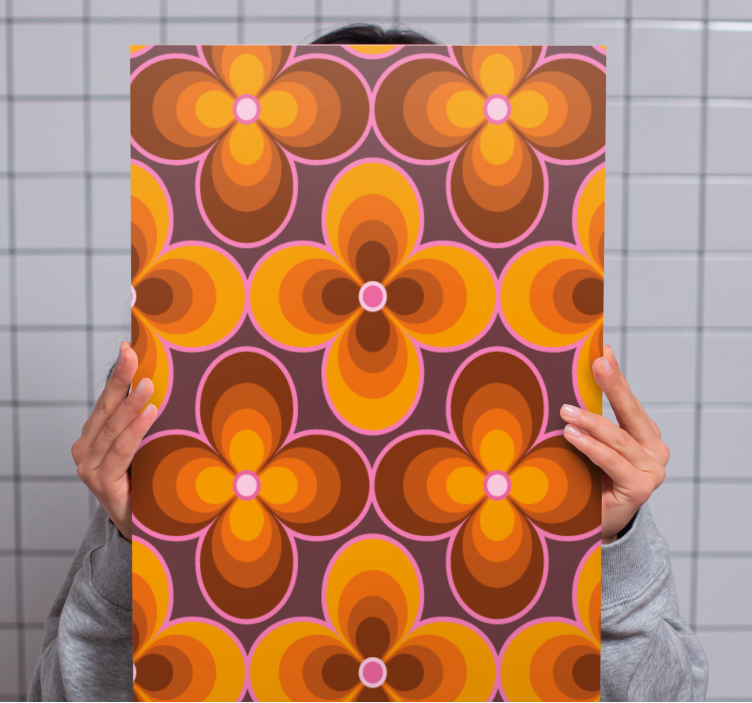 Virág retro groovy minta retro vászon - TenStickers