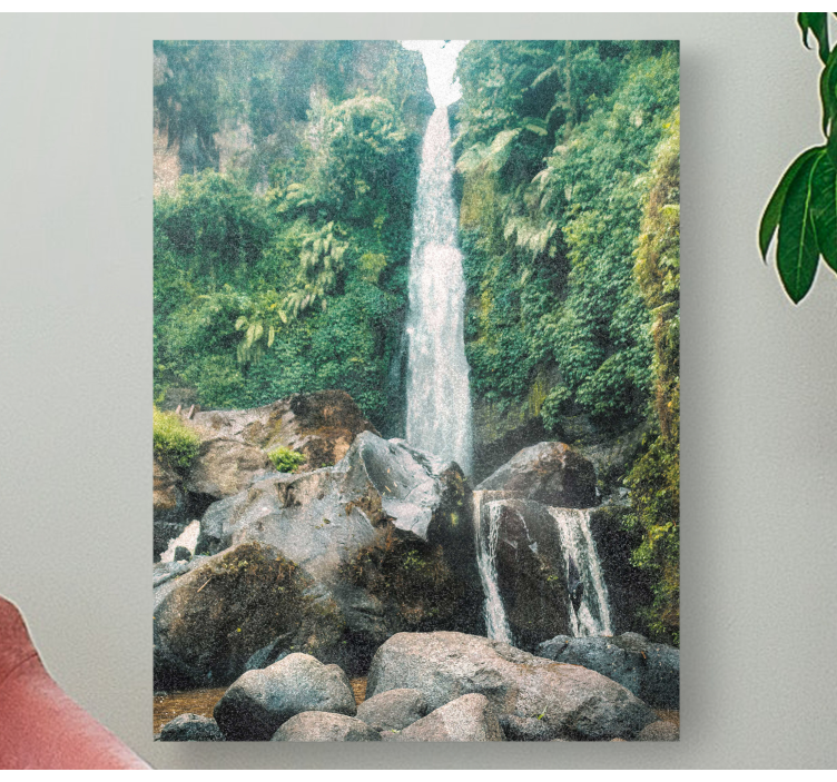 Vízesés esik egy sziklatáj vásznon - TenStickers