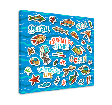 óceán matrica kollázs fal képek gyerekeknek - TenStickers