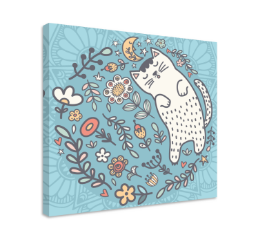 Imádnivaló macska mandala nyomtatott fal művészet - TenStickers