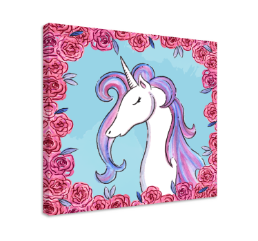 Lila tónusú egyszarvú vászon fal art - TenStickers