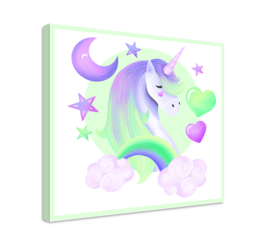Szív és szivárvány egyszarvú vászon fal art - TenStickers