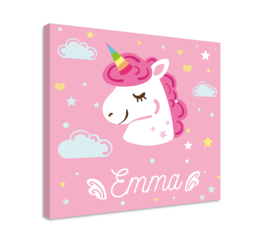 Rózsaszínű egyszarvúak, egyszarvú vászon falművészettel - TenStickers