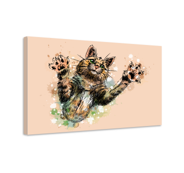 Aranyos festett macska fal art vászon - TenStickers