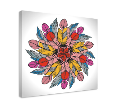 Színes toll mandala vászon dekoráció - TenStickers