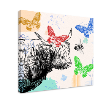 Pillangó és méh tehén állati vászon - TenStickers