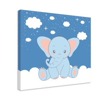 Aranyos baba rajzfilm elefánt kék fal képek óvoda - TenStickers