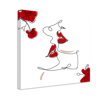 Folytonos vonal nő ajkai hálószoba vászon art - TenStickers