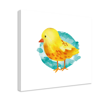Sárga kis csirke festett madár vászon fal art - TenStickers