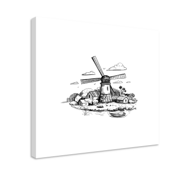 Fekete-fehér falusi faliképeket rajzoló óvoda - TenStickers