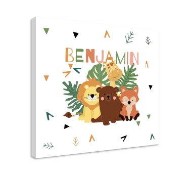Aranyos vadállatok levelekkel állati vászon - TenStickers