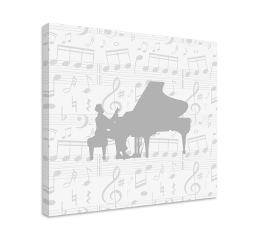 Zongorista egyszerű zenész sillhouette zene vászonnyomat - TenStickers