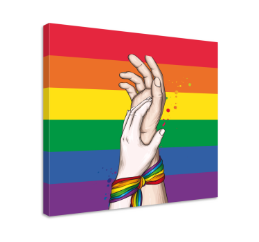 Emberi kéz és lgbt szivárvány szalag otthon fal vászon - TenStickers