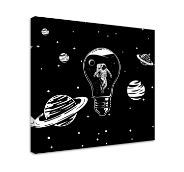 Illusztráció egy űrhajós egy villanykörte hálószoba vásznon - TenStickers
