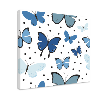 Fekete -kék pillangó fali nyomat nappaliba - TenStickers