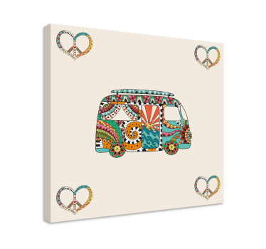 Hippi busz sok graffitis vintage falnyomattal - TenStickers